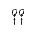 Zwarte roestvrijstalen oorringen met puntige kegelhangers in stoere punkstijl - Kegel Charm Hoop Stijl N