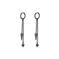 Minimalistische zwarte roestvrijstalen lange oorbellen met kegels en ronde kralen - Spike Kwastje Ketting Oorbel Stijl H
