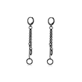 Paar zwarte oorringen met fijne ketting en ringhanger voor een gotische uitstraling - Hoop Hanger Ketting Oorbel Stijl I
