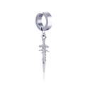 Silver non-pierced ear clip with detailed dagger pendant in punk gothic style - Short Sword Pendant Ear Clip (Style 26)