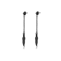 Zwarte lange kettingoorbellen met vederhanger in punkstijl voor heren en dames - Veerhanger Ketting Oorbel Stijl J