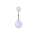 Piercing de ombligo plateado con esferas brillantes en color lavanda con purpurina - Bola Decorativa Púrpura Claro con Brillos de Estrellas (Estilo 9)