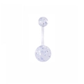 Piercing para ombligo de acrílico lavanda brillante con barra curva plateada - Estilo Acrílico con Purpurina Lavanda (Estilo 10)