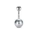 Piercing de ombligo de acero inoxidable plateado pulido con barra curva y bolas - Estilo clásico de doble bola plateada pulida (Estilo 11)