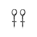 Paar zwarte roestvrijstalen oorringen met kruisvormige hangers voor heren en dames - Kruis Charm Hoop Stijl M