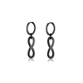 Zwarte oorringen met oneindigheidsteken hangers in minimalistische industriële stijl - Oneindigheidssymbool Charm Hoop Stijl P