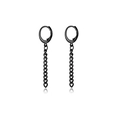 Paar minimalistische zwarte oorringen met lange metalen kettingen in punk-stijl - Eenvoudige Ketting Oorbel Stijl Q