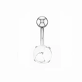 Piercing para el ombligo de plata con barra curva y bola de piedra de mármol blanco - Engaste de Garras con Patrón de Mármol Blanco (Estilo 15)