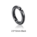 Μίνιμαλ μαύρο σκουλαρίκι κρίκος 2,5x12mm από ανοξείδωτο ατσάλι με γυαλισμένη επιφάνεια - Μινιμαλιστικό Στρογγυλό Στυλ / 2.5x12mm