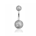 Piercing de ombligo plateado con bolas brillantes y barra curva de acero quirúrgico - Plata Brillante con Purpurina Mate (Estilo 17)