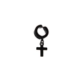 Matte black stainless steel cross earring with non-piercing clip-on design - Cross Pendant Style