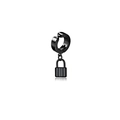 Black non-pierced ear cuff with padlock pendant in industrial punk metal finish - Lock Pendant Style