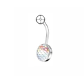 Piercing de ombligo plateado con barra curva y disco con incrustación de opale - Decoración de lentejuelas de escamas de pez iridiscentes (Estilo 21)