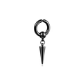 Black stainless steel hoop earring with cone spike pendant in polished punk style - Spike Hoop Style