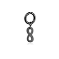 Black stainless steel hoop earring featuring a minimalist figure-8 infinity symbol charm - Infinity Symbol Style