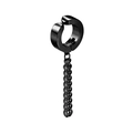 Black stainless steel ear cuff with triple hanging chains in a punk aesthetic style - Triple Chain Style