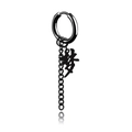 Black titanium steel hoop earring with hanging chain and Chinese character charm - Dream Character Pendant Chain Earring(Style 2)