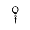 Minimalist black stainless steel hoop earring with sleek punk style spike pendant - Style P