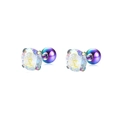 Boucles d'oreilles arc-en-ciel en acier inoxydable avec zircons clairs sertis à quatre griffes - Griffes Rond Zircone Multicolore (Style A Coloré)