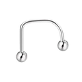 Polished silver stainless steel U-shaped body piercing jewelry with two ball ends - 1.2x10x3mm / Silver-Ball