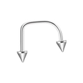 U-shaped stainless steel piercing stud with double spike heads on a white background - 1.2x10x3mm / Silver-Spike