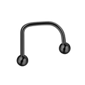 Close-up of black U-shaped surgical steel lip ring with round metal beads on white background - 1.2x10x3mm / Black-Ball