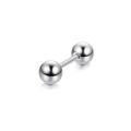 Boucle d'oreille haltère en acier inoxydable argent poli avec deux billes pleines - Boucle d'Oreille à Boule (Style A)