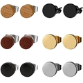 12-piece set of 8mm round stud earrings in wood and stainless steel finishes - Tools Set Combo