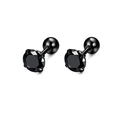 Boucles d'oreilles clous en zircon noir avec serti 4 griffes et fermoir à vis - Griffes Rond Zircone Noire (Style A Noir)