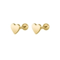 Boucles d'oreilles cœur dorées minimalistes avec fermoir à vis sécurisé - Cœur Poli Métal (Style B Or)