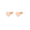 Boucles d'oreilles cœur minimalistes en or rose avec fermoir à vis sécurisé au dos - Cœur Poli Métal (Style B Or Rose)