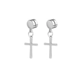 Pendientes magnéticos de acero con colgante de cruz para orejas sin agujero en plata - Color acero