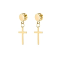 Pendientes magnéticos de cruz en acero dorado para orejas sin perforar en pareja - Dorado