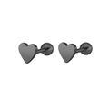 Boucles d'oreilles cœur noires en acier mat avec fermoirs à vis pour le cartilage - Cœur en Métal Noir Mat (Style B Noir)
