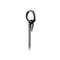 Black stainless steel hoop earring with punk style cone spike and hanging chain tassel - Spike Chain Tassel (Style 15)