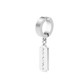 Silver punk razor blade pendant ear clip in polished stainless steel for non-pierced ears - Blade Shaped Pendant Ear Clip (Style 24)