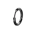 Polished black stainless steel hoop earring with a sleek minimalist hinged design - Style F