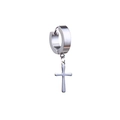 Boucle d'oreille huggie argentée avec pendentif croix poli, style gothique minimaliste - Boucle d'Oreille avec Croix (Style G)
