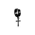 Boucles d'oreilles créoles noires en acier inoxydable avec pendentifs croix pour homme - Créole Croix Mate(Style 45)