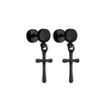 Pair of gothic punk black stainless steel cross pendant earrings for men and women - Style K / Black / Single Piece