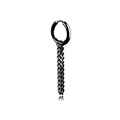 Minimalist black stainless steel hoop earrings with double hanging chain tassels - Double Parallel Chain (Style 26)