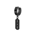 Boucle d'oreille créole noire avec pendentif en forme de lame de rasoir en acier poli - Boucle d'oreille Pendentif Lame de Rasoir(Style 46)
