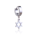 Boucle d'oreille créole argentée avec pendentif étoile hexagramme en acier inoxydable - Boucle d'Oreille Étoile (Style L)