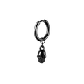 Men's black stainless steel hoop earring featuring a gothic 3D skull pendant - Style O