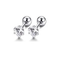 Silver stainless steel stud earrings featuring heart-shaped cubic zirconia stones - Heart White Zirconia