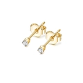 Classic gold-plated stud earrings with clear round cubic zirconia stones for women - Style B Rhinestone Stud / Gold