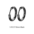 Classic black stainless steel hoop earrings with glossy finish in 10mm diameter - Style C Hoop Earring / Black