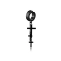 Black punk hoop earring with triple layered cross pendants in matte metal finish - Triple Cross (Style 37)