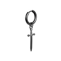 Gothic style black stainless steel hoop earring with a sleek long sword charm pendant - Style Q