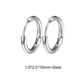 Single pair of silver steel hoop earrings with 1.0x2.5x10mm size and click closure - Style C Hoop Earring / Steel